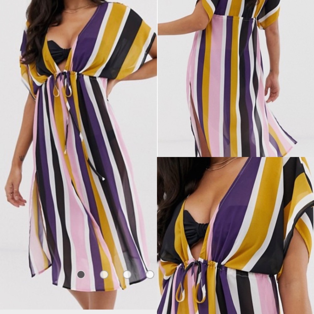 Stripe tie front dress